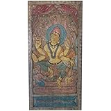 Vintage Protector Vishnu Carving Spiritual Hand Carved Wall Art Sculpture Relief Panel