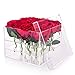 Wefond Clear Acrylic Flower Box Water Holder Vase Decorative Square Rose Pot Wedding Flower Gift Box Makeup Organizer (16 Holes)