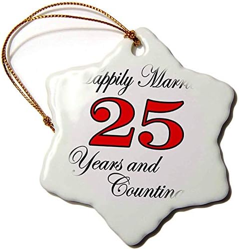 Beach345sley Happily Married 25 Years and Counting. Red. - Snowflake Ornament, Porcelain, 3-Inch 05