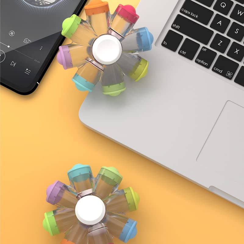 Luminous LED Popper Fidget Toys, Finger Spinner 2 Pack, Novelty Toys for Kids Adults,Birthday Gift for Children, Classroom Prizes, Boy Girl for ADHD Anxiety Stress Reducer Spinner Toys for Party Gift