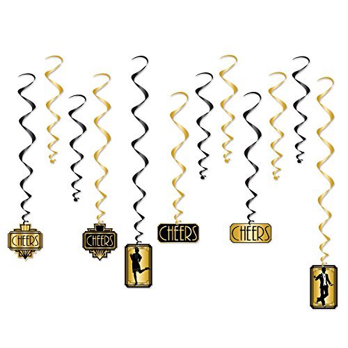Beistle Great 20s Whirls | Premium Hanging Party Decorations (3-pack)