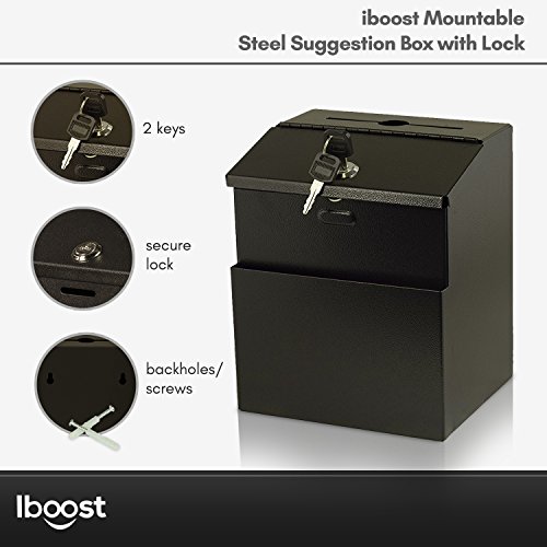 iBoost Suggestion Box with Mounting Hardware, Lock, & 2 Keys