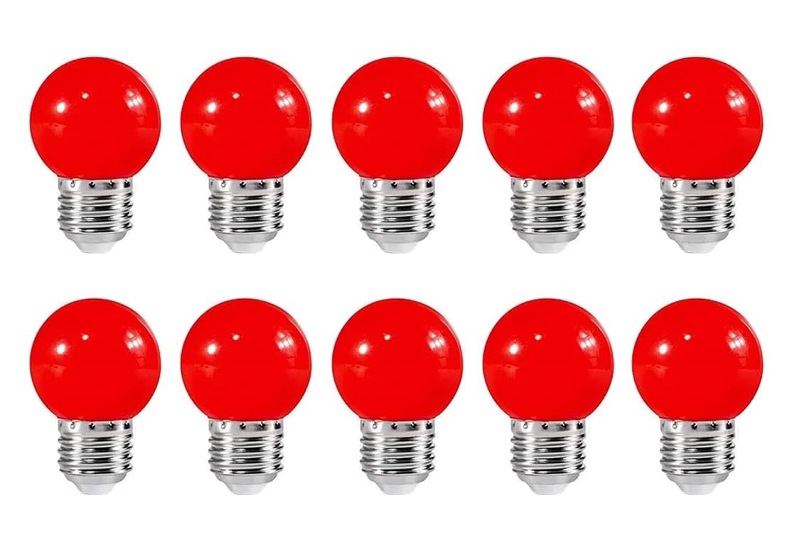 ZFQ 10 Pack E27 Bayonet Colored LED Light Bulbs 2W G45 Golf Ball Mini Globe Bulb Lighting Bulbs,Red for Outdoor Indoor String Patio Garden Party Christmas, Tree, Fairy Party Night Lights — image 1