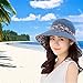 Womens Sun Hat Hindawi Summer Reversible UPF 50+ Beach Hat Foldable Wide Brim Cap, Blue