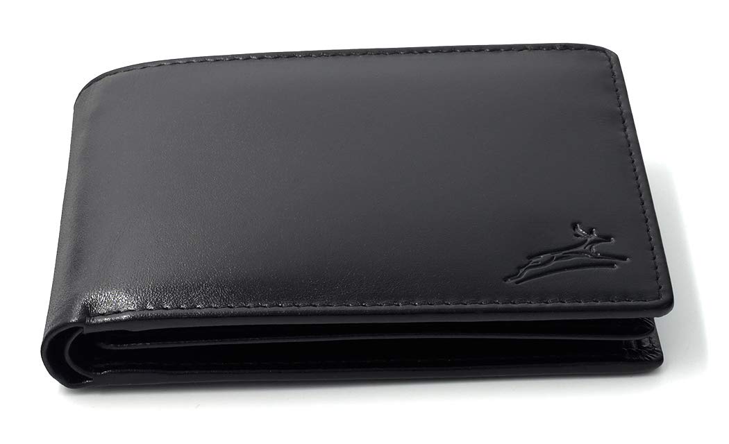 Black Wallet Out of Real Leather in Horizontal Format with RFID Blocking #15111