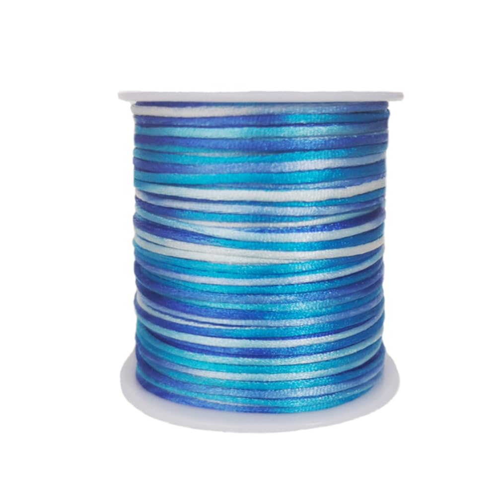 Photo 1 of 1.0mm x 100 Yards Segment Dyed Nylon Cord Beading Thread for Chinese Lucky Knotting Rattail Macrame Necklaces Friendship Bracelets Jewelry Making (Blue)