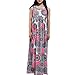 FCYOSO Women's Casual Floral Print O-Neck Sleeveless Long Maxi Dress