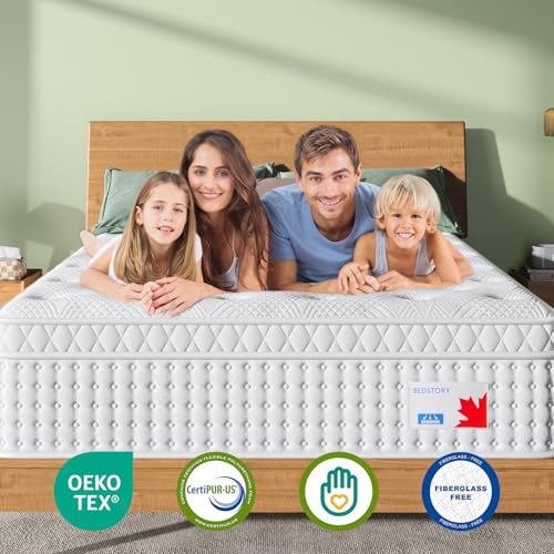 BedStory Full Size Mattress 10 Inch, Firm Hybrid Double Matelas in a Box, Individual Pocket Springs for Back & Lumbar Support, Fiberglass Free