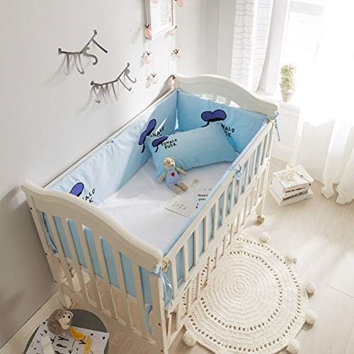 Rart 4 Piece Breathable Crib Bumper,Thicken Crib Rails Unisex Nursery Cradle Decor Crib Bedding Soft Cushion Safety Protector-Collision Resistant-Blue 120x60cm(47x24inch)