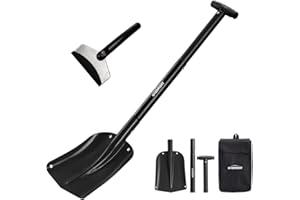 Overmont Collapsible Snow Shovel Aluminum - Lightweight Snow Utility with Ice Scraper and Carrying Bag Sizes 32 and 42 Inch