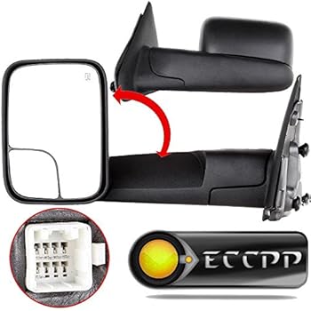 ECCPP Towing Mirrors fit 02-08 Dodge Ram 1500 03-09 Dodge Ram 2500 3500 Pickup Truck Power Heated Tow Folding Side View Black Mirror Pair Set: Right Passenger and Left Driver Side 02 03 04 05 06 07 08