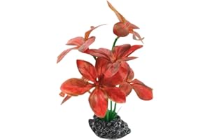 JGbaby Artificial Aquarium Plants,Fish Tank Decorations Betta Leaf Hammock 7in Realistic Silk & Plastic Plants, Hideout Decor for Betta. Goldfish,Reptiles,Small Tanks (Red Type-A)