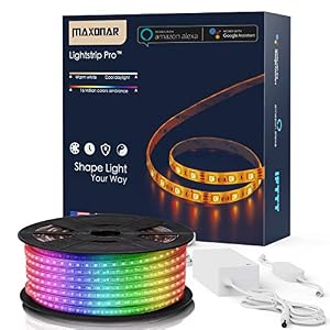 Maxonar LED Strip Lights Works with Alexa 32.8Ft/10M WiFi Wireless Smart Phone Controlled DIY Kit SMD 5050 RGB…