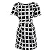 Soly Tech Womens Short Sleeve Casual Plaid Pencil Mini Dress Black S-XL