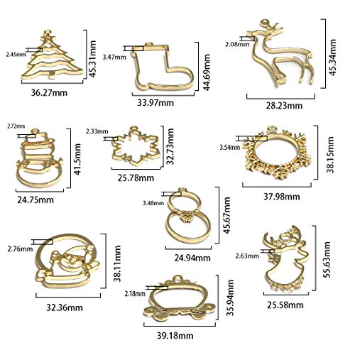 OBSEDE 40Pcs Hollow Mold Pendants Christmas Tree Snowflake Snowman Elk Frames Charms DIY Crafts Molds for Resin Jewelry Earring Necklace Making - Thumbnail 2