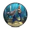 ALAZA 3D Mermaid Dolphin Ocean Round Area Rug Non Slip Rug Floor Mat Carpet Entryway Hallway Sofa Living Room Bedroom Home Decor 3' Diam