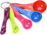 SHATCHI Measuring Spoon Set, 5 Plastic Spoons, Colored, Dishwasher Safe view 5