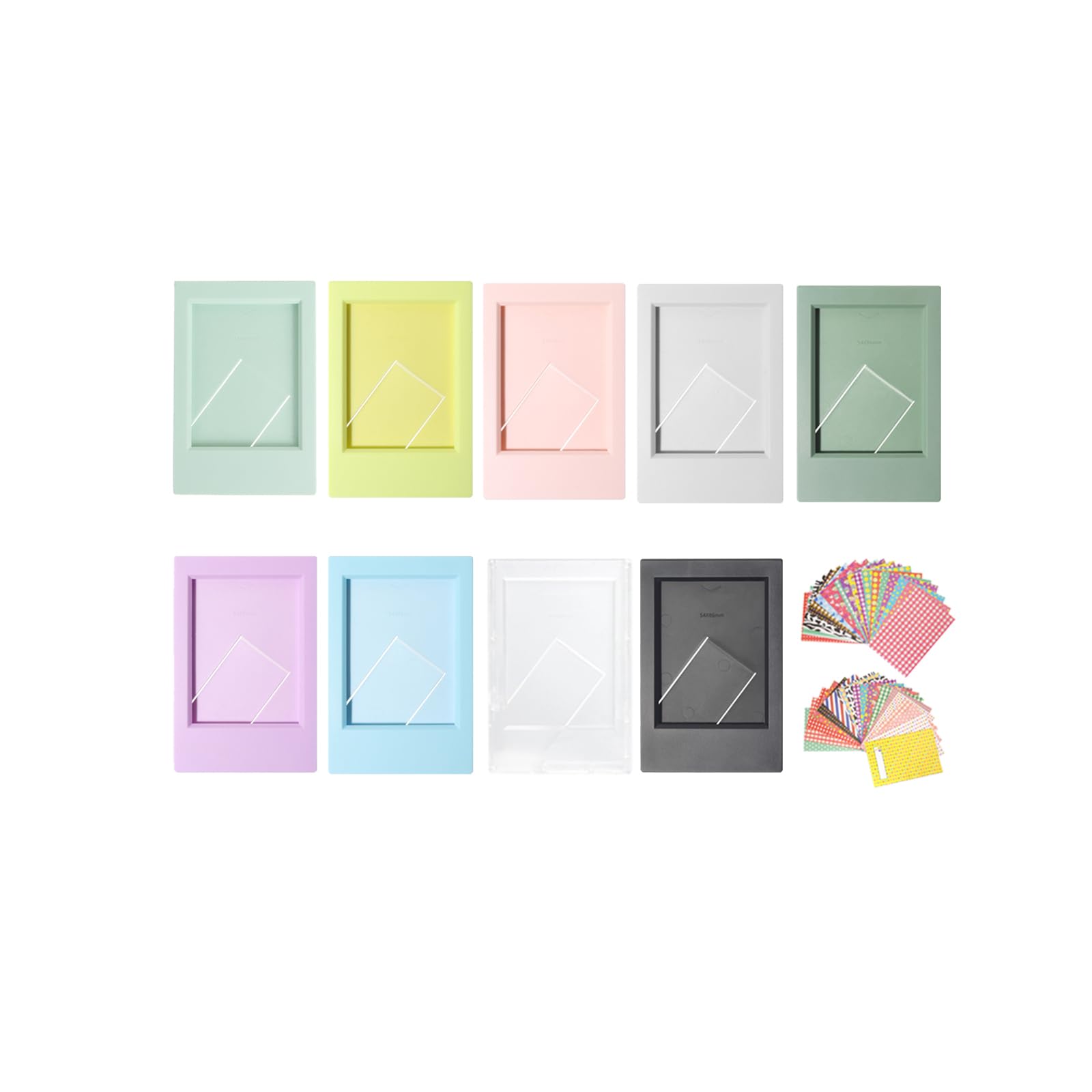 9pcs Desktop Photo Frame 3inch Colorful Picture Frames Fit for Instax Mini Series Camera With Film Border Sticker