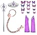 Princess Costume for Girls Party Dress Up with Long Braid and Tiaras Set Age of 6-7 Years(130cm) Purple
