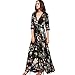 Yondcc Womens Bohemian Button Up Floral Print Beach Maxi Dresses