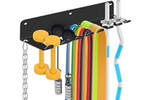 Lanmu2020 Home Gym Equipment Storage Rack - Multi-Purpose Home Gym Organization Storage Wall Mount for Resistance Bands, Jump