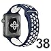 UMTELE Nike Series 2 Soft Silicone Replacement Sports Watch Strap with Ventilation Holes for Apple Watch, Medium/Large, Navy/White, 38mm