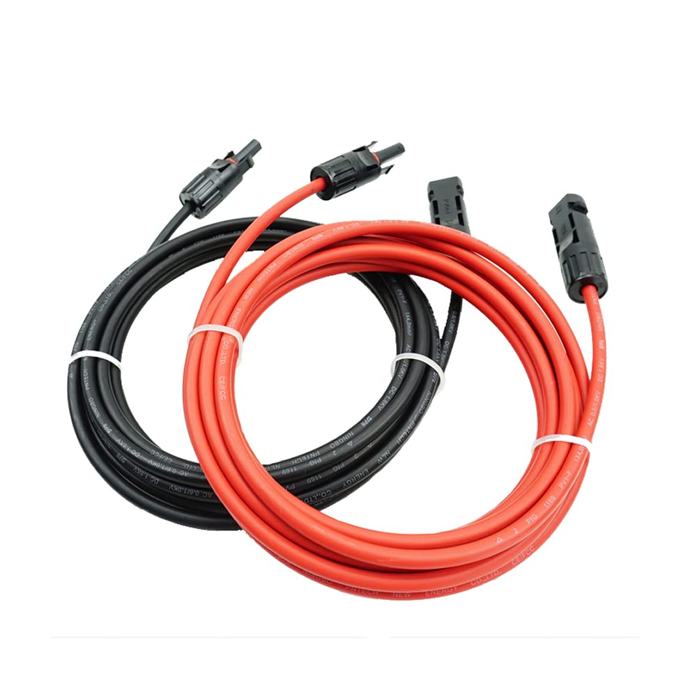 Chedin Solar Panel Extension Cable -1M/2M/3M/5M/10M/20M/30M 10AWG(6mm²)，Harness Wiring Wire Adapter with Connector，Tinned Copper Electrical Wire Cable- Red+Black(6mm²3M)