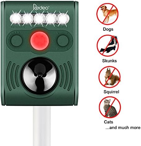 Redeo Cat Repellent Outdoor Solar Animal Repeller Ultrasonic Animal Repellent Scare Cat Dog Squirrel Skunk Chipmunk Rabbit and Other Unwanted Animals Away