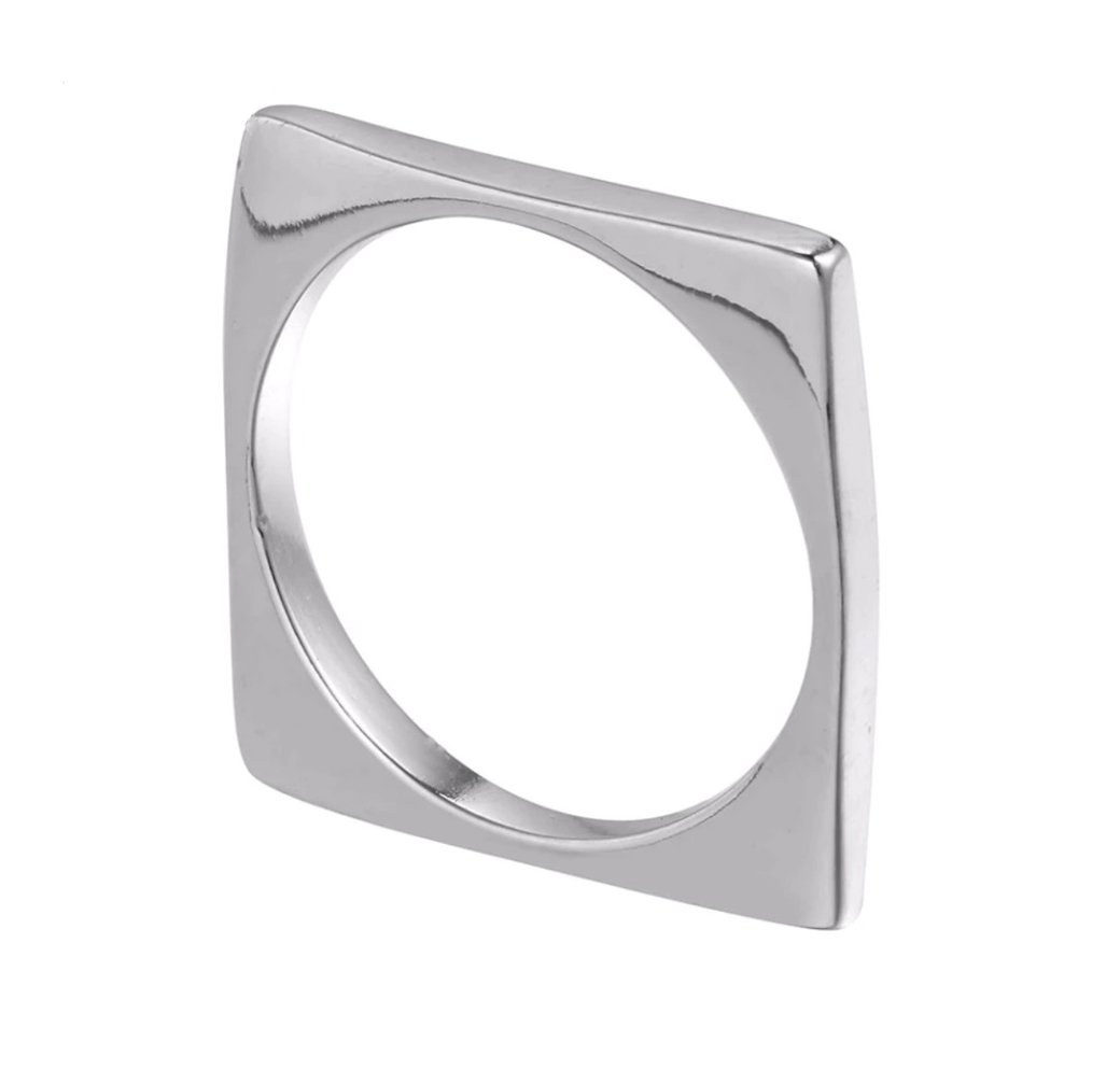 Iszie 925 Sterling Silver Geometric Square Plain Bar Women's Ring Gift for Women