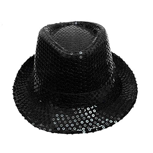 FTXJ Unisex Men Women Sequined Fedora Hat For Jazz Dance Show Performances - Image 2