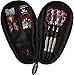Casemaster Quiver Black Dart Case Flat Profile Holds 3 Steel Tip or Soft Tip Darts with 6 Slim Pockets for Accessories and a Mesh Pocket for Loose Items