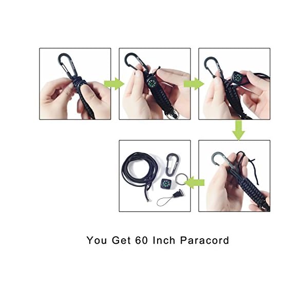 Techion-Paracord-Survival-Keychain-Compass-60-inch-Disassembled-Length-7-inch-Braided-Strong-Paracord-Keychain-with-Key-Ring-Compass-Carabiner-and-Quick-Release-Clip