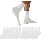 6 Pairs Womens Socks Ankle Cotton Socks for Women White Athletic Running Quarter Crew Socks