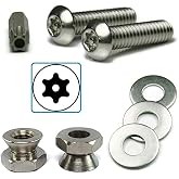 Stainless Steel Sign Mounting Hardware Tamper Proof Star Drive Screws with Security Nuts Kit 5/16"-18 x 2" for U Channel Post - 25 Pieces