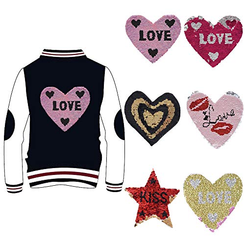 Magic Sequin Reversible Patch, Koolsants 1pc DIY Sew Decoration Appliques Bling Stickers Glitter Embroidery Patches Badge for Clothes, Dress, Bag, Hat, Jeans, Repair The Hole Stick, 6.3 x 7.5 inch