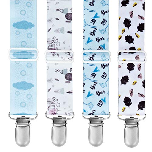 Pacifier Clips (4 Pack) - COZILIFE Premium Quality Pacifier Holder with Adjustable Belt, Universal Fit for Baby Pacifiers, Stylish Printing Suits for Boys and Girls, Kraft Box Package. - Thumbnail 7