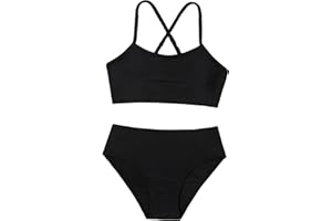 Milumia Girl's Cute Two Piece Swimsuit V Neck Spaghetti Strap Wireless Bikini Set