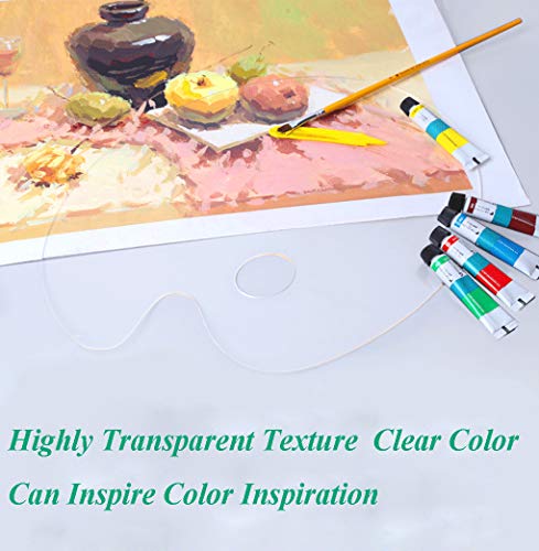 Non-Stick Paint Palette Clear Acrylic Artist Paint Mixing Palette Oval Shaped Easy Clean Art 7.9 by 11.8-inch 2 Pcs