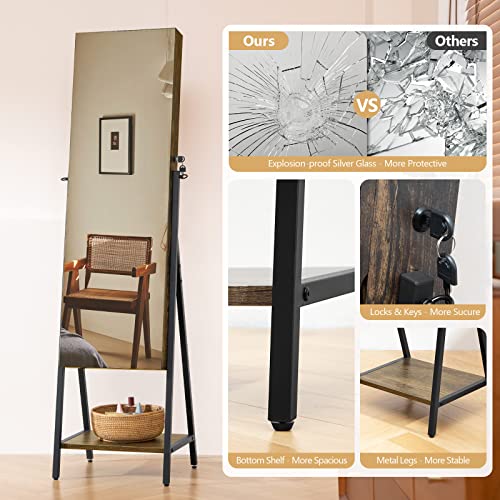 SICOTAS Jewelry Armoire Full Length Mirror with Storage Mirror Jewelry