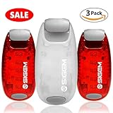 LED Safety Lights + FREE Bonuses | Clip on Strobe Light High Visibility for Running Jogging Walking Cycling Best reflective gear for Kids Dogs Bicycle Helmet and Bike Tail light (Red-White-Red)