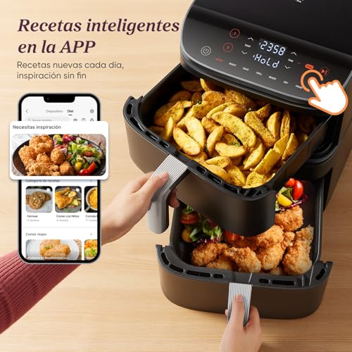 Cosori Air Fryer Turbo Tower Pro 10.8 Liter, PFAS Free Ceramic Coated Air Fryer, Dual Resistance with Turbo Blaze, Vertical Dual Basket Airfryer, 7-in-1 Multifunction, 2630W