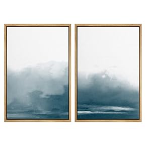 SIGNWIN Framed Wall Art Print Set Blue and...