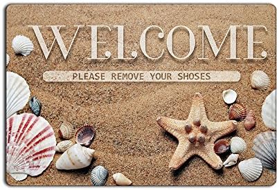 Chic D Starfish Seashell Entryway Doormat Beach Welcome Mats Rugs Indoor/Outdoor