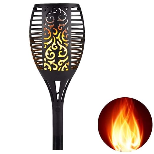 R Dabhi 96 LED Dancing Flame Torch Landscape Lamp Waterproof Outdoor Flickering Garden Path Light with Solar Panel