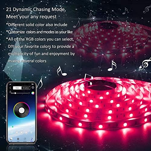 Music Led Strip Lights RGB Rope Lights 16.4ft Bluetooth Strip Lights