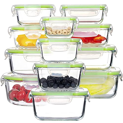 Genicook Vorratsdosen Set aus Glas | 12 Stück | BPA-frei und LFGB zertifiziert | für Zuhause oder Restaurant