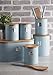 Typhoon Living Airtight Tea, Coffee and Sugar Storage Canister with Bamboo Lid, Set of 3, 1 Litre, Blue