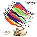 Cat Toy Wands, MOMODA12 Pcs Replacement Pack of Fun Worms for Exerciser and Interactive Cat and Kitten Toy Wands, 6 Colours