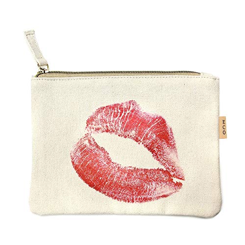 Me Plus Eco Zipper Pouch Stylish Printed, Traveler Organizer, Cosmetic Small Makeup, Students BTS Organization Bag (Lips)