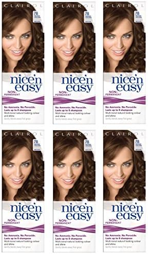 Clairol Nice n' Easy Hair Color #78 Medium Golden Brown (Pack of 6) UK Loving Care + FREE Assorted Purse Kit/Cosmetic Bag Bonus Gift